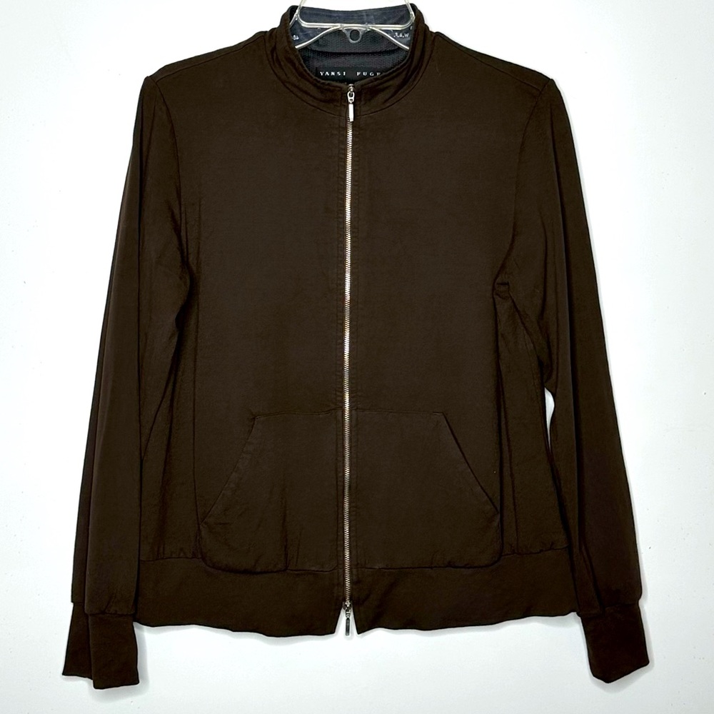 Yansi‎ Fugel Brown Long Sleeve Full Zip Light Weight Jacket Front Pockets Sz M